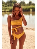 Two-piece asymmetric yellow swimsuit K17 - Online store - Boutique